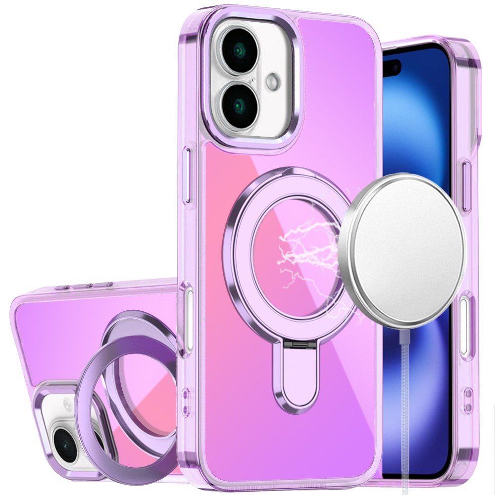 for iphone 17 chrome hq rotational magnetic ring hybrid light purple