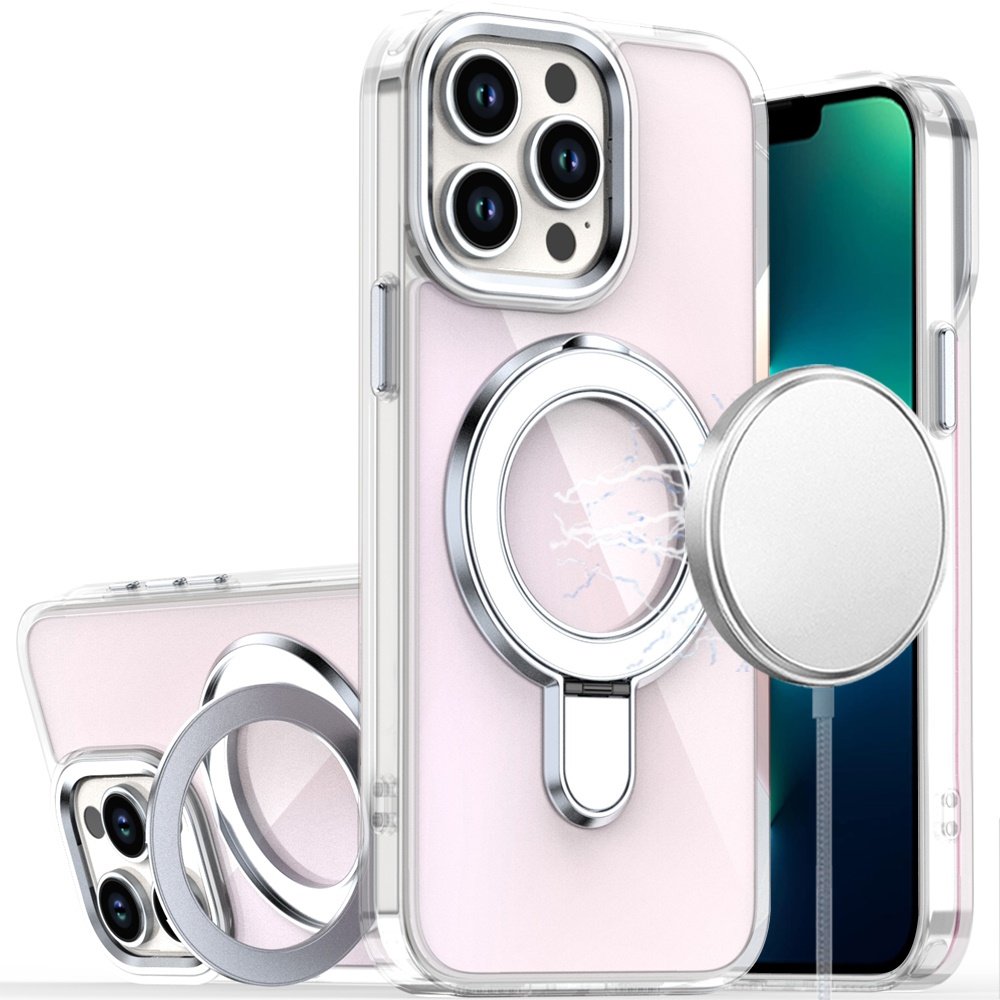for iphone 13 pro max chrome hq rotational magnetic ring hybrid clear