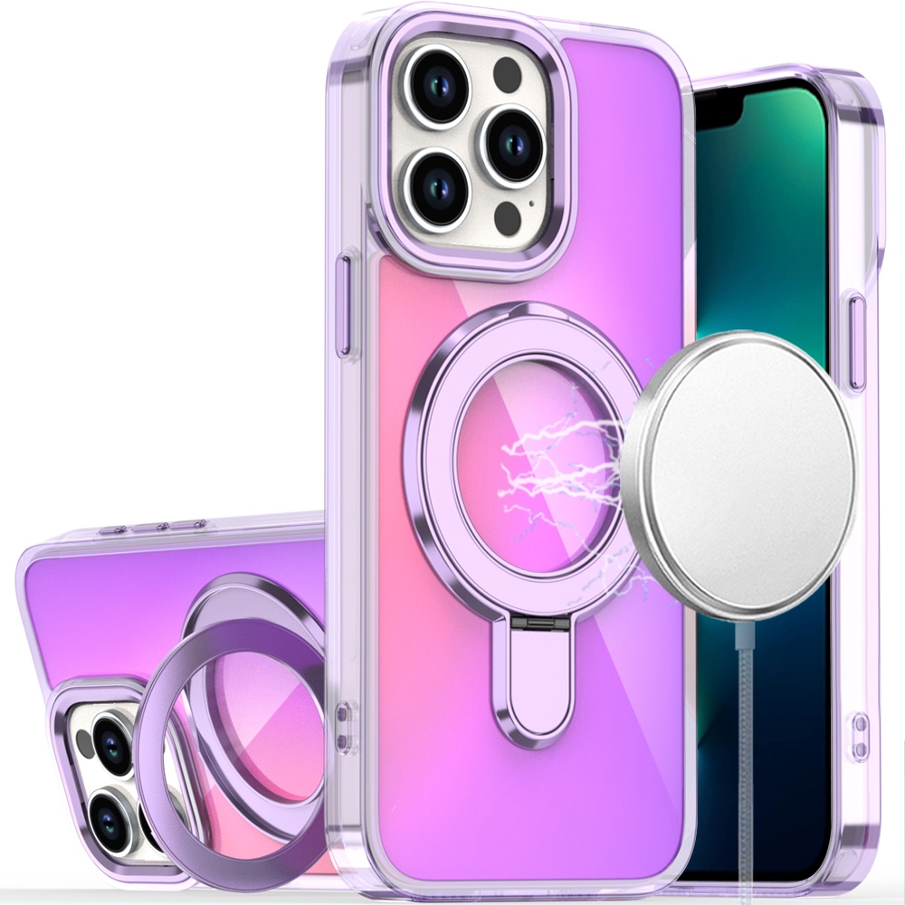 for iphone 13 pro chrome hq rotational magnetic ring hybrid light purple