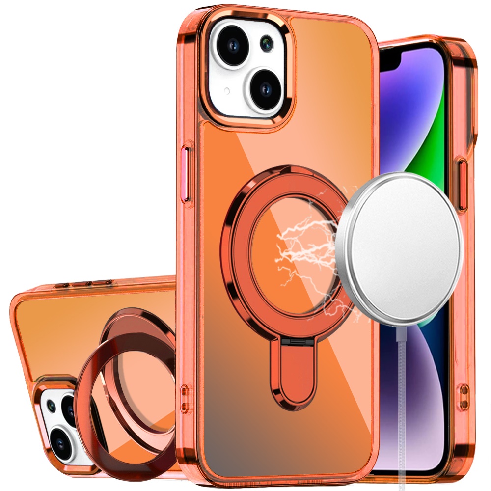 for iphone 13/14 chrome hq rotational magnetic ring hybrid cosmic orange