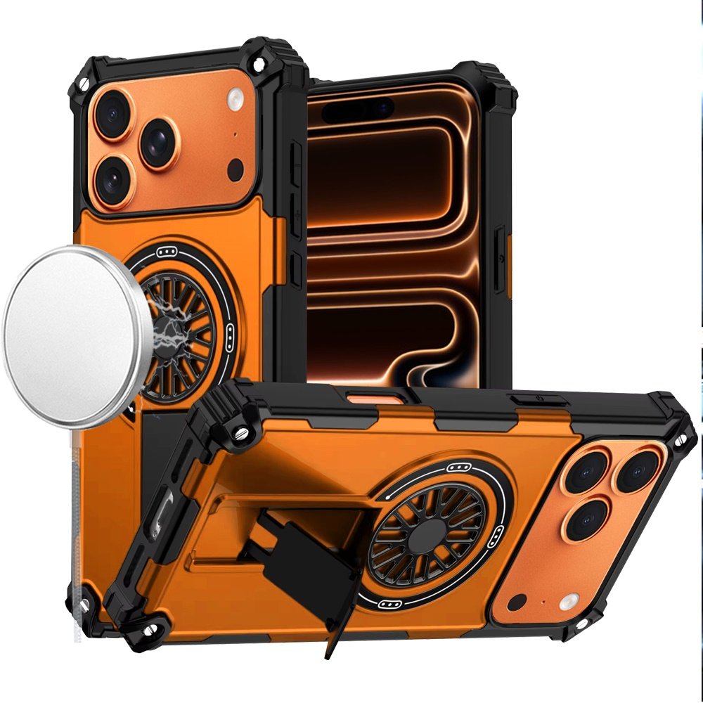 for iphone 17 pro max cd texture design magnetic car mount friendly hq hybrid cosmic orange