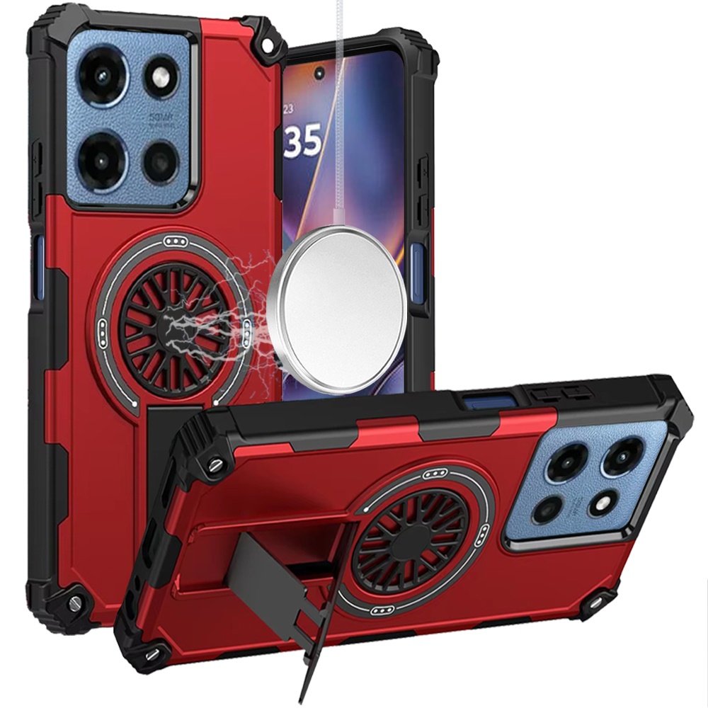for moto g 5g 2025/2026 g play 2026 cd texture design magnetic car mount friendly hq hybrid red