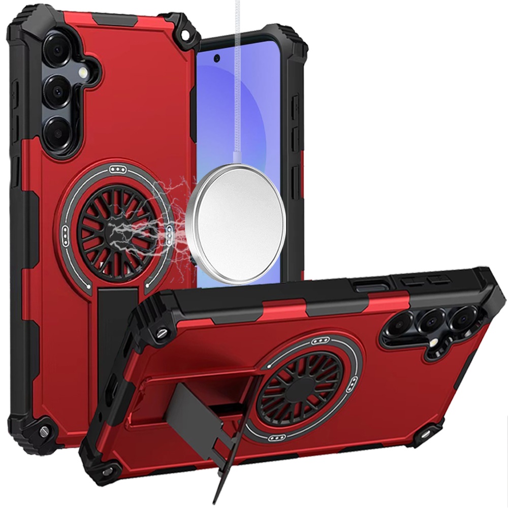 for samsung galaxy a37 cd texture design magnetic car mount friendly hq hybrid red