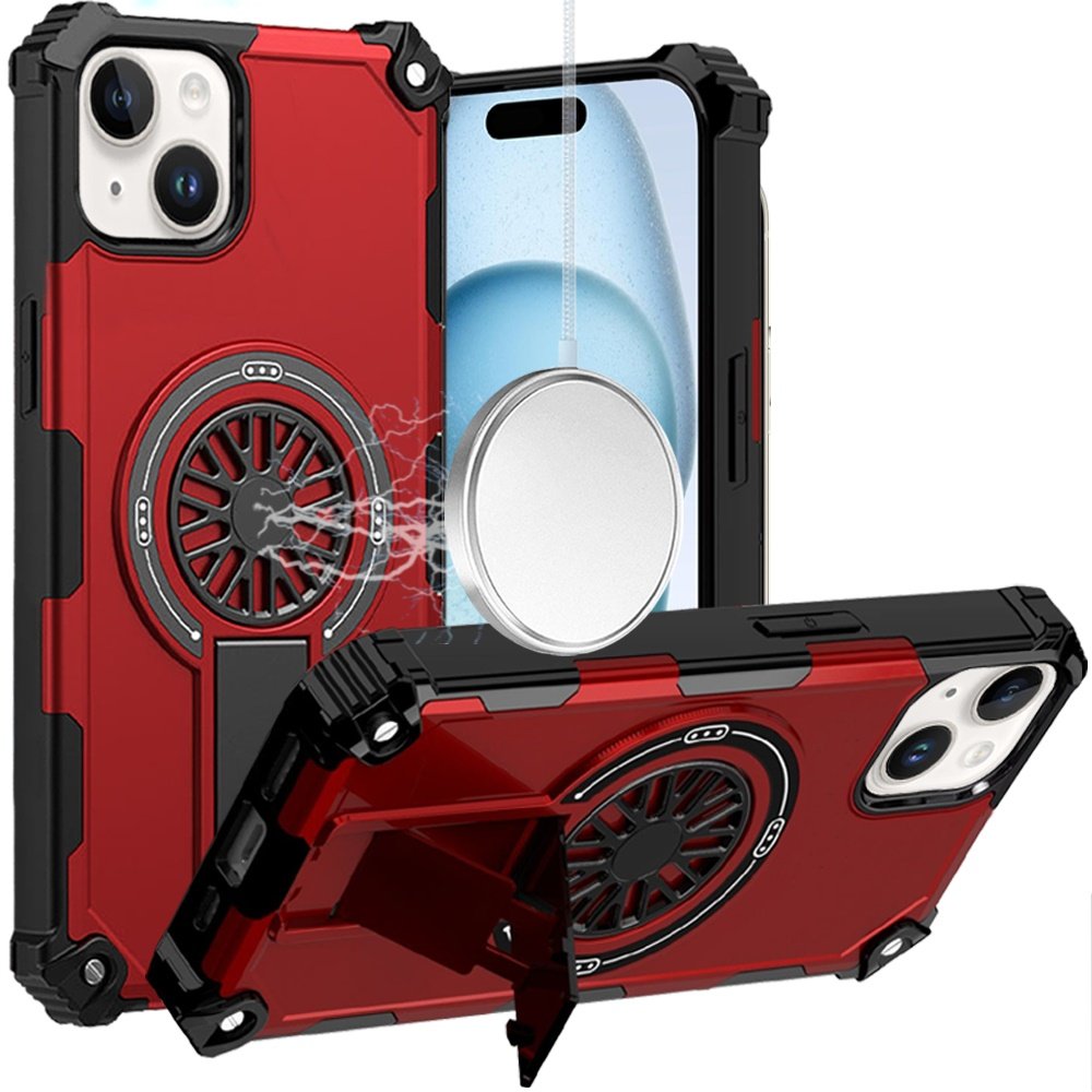 for iphone 15 cd texture design magnetic car mount friendly hq hybrid red