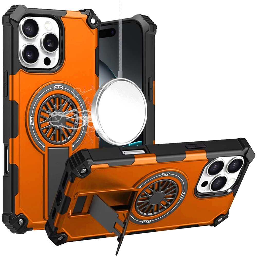 for iphone 16 pro max 6.9 inch cd texture design magnetic car mount friendly hq hybrid cosmic orange