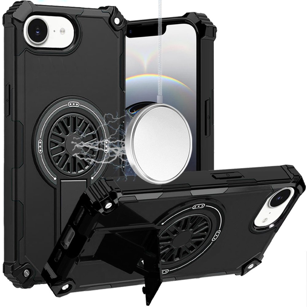 for iphone 17e / 16e / se4 cd texture design magnetic car mount friendly hq hybrid black