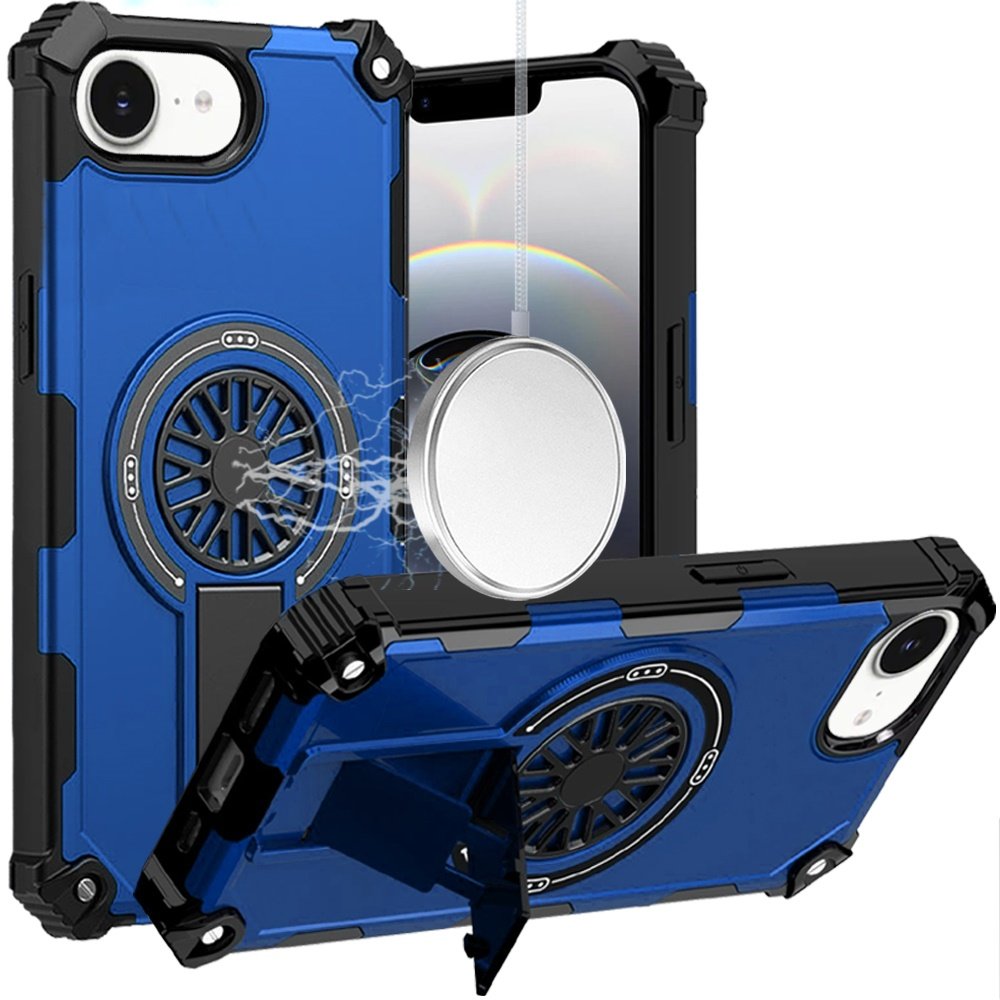 for iphone 17e / 16e / se4 cd texture design magnetic car mount friendly hq hybrid blue