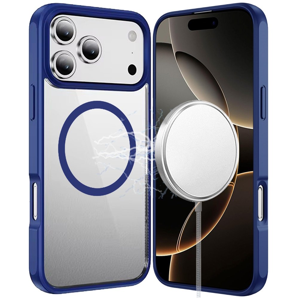 for iphone 17 pro max magnetic ring hq transparent thick 2.0mm hybrid case navy blue