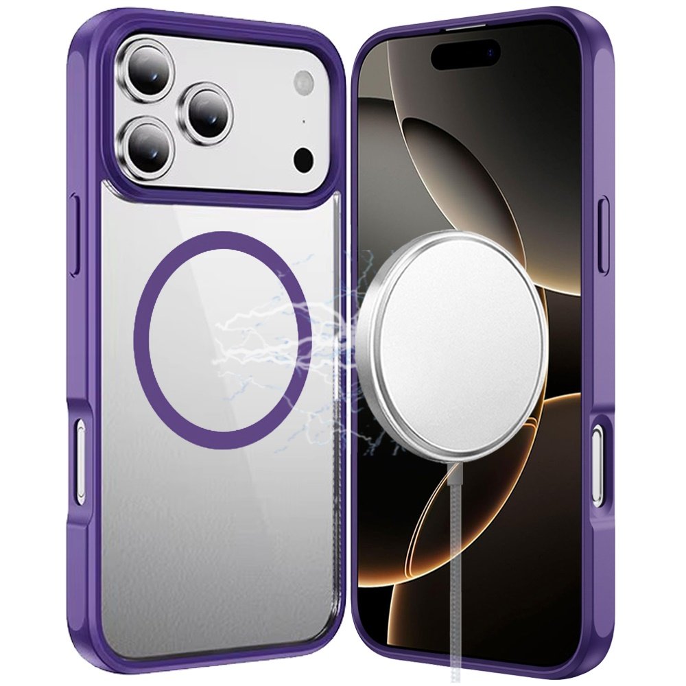 for iphone 17 pro max magnetic ring hq transparent thick 2.0mm hybrid case dark purple