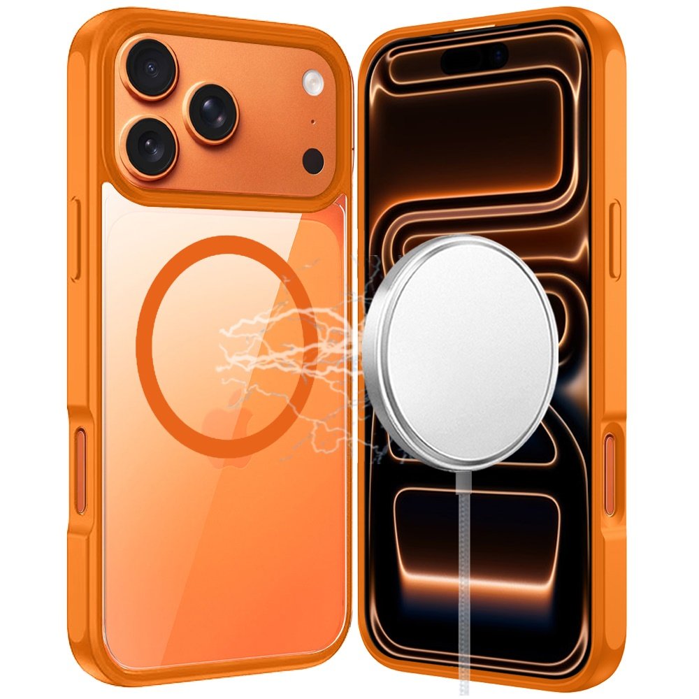 for iphone 17 pro magnetic ring hq transparent thick 2.0mm hybrid case cosmic orange