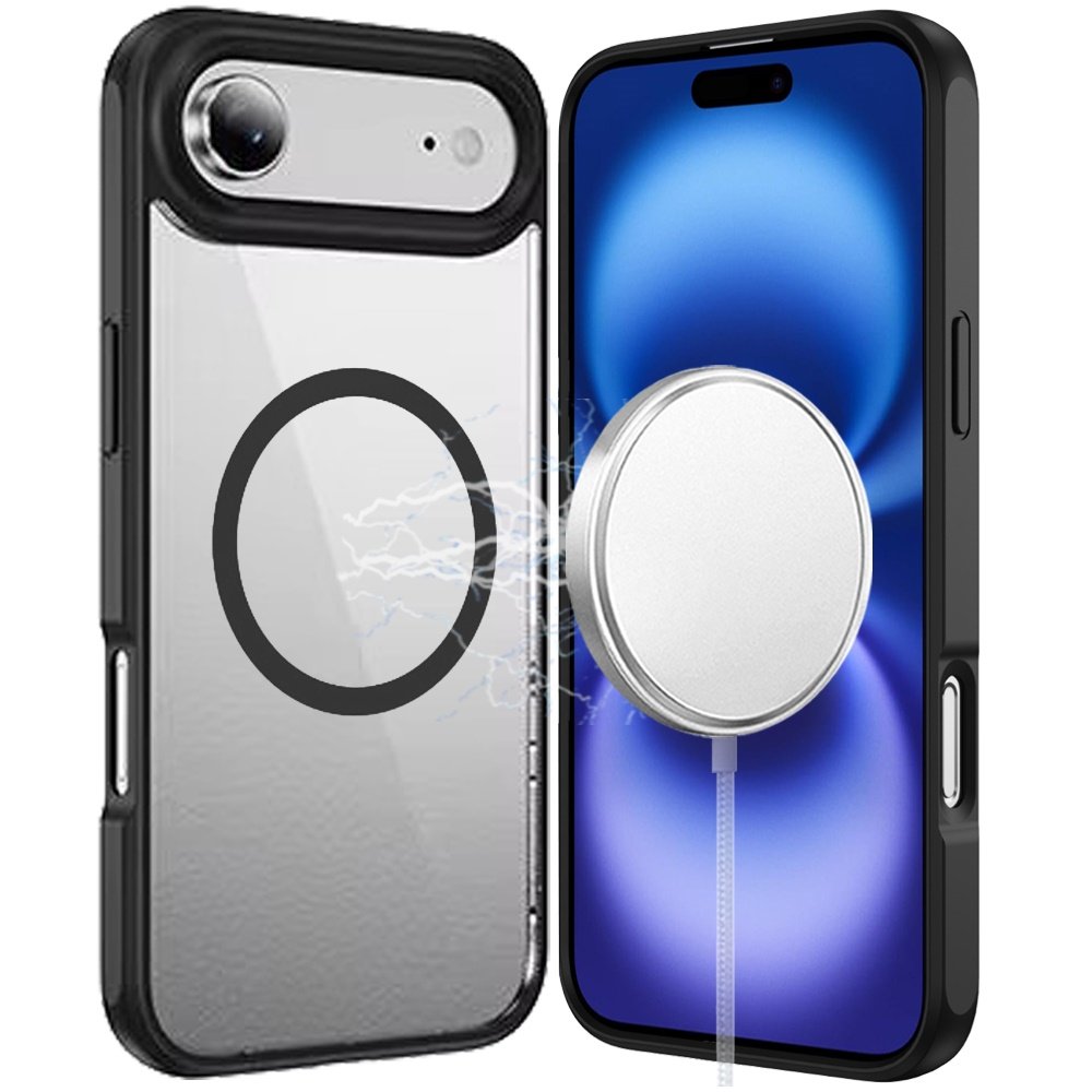 for iphone 17 air magnetic ring hq transparent thick 2.0mm hybrid case black