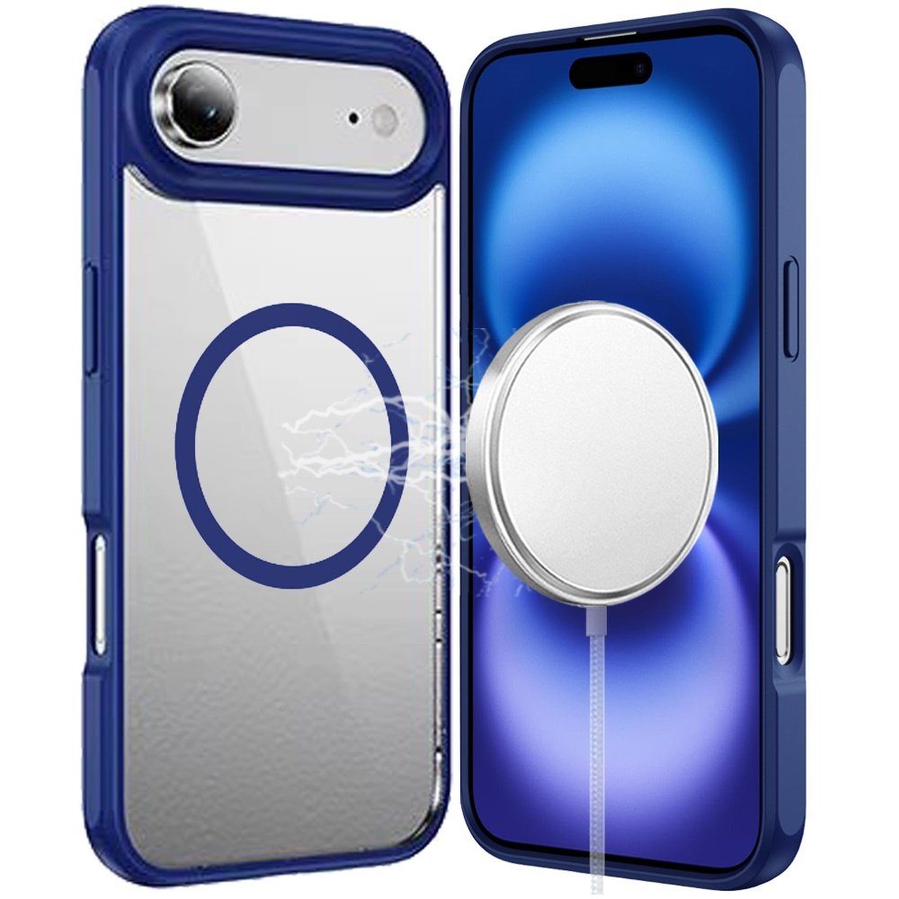 for iphone 17 air magnetic ring hq transparent thick 2.0mm hybrid case navy blue