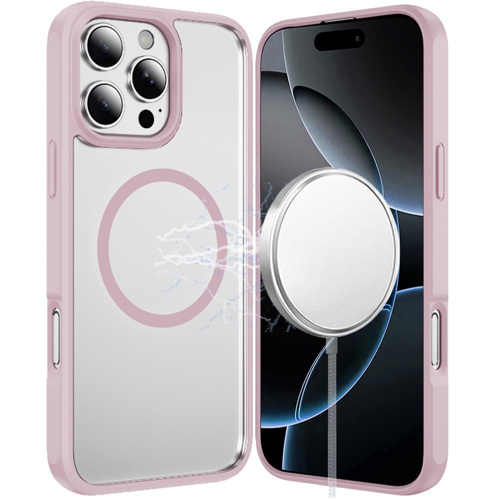 for iphone 16 pro max 6.9 magnetic ring hq transparent thick 2.0mm hybrid case pink