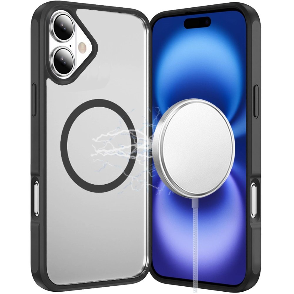 for iphone 17 magnetic ring hq transparent thick 2.0mm hybrid case black