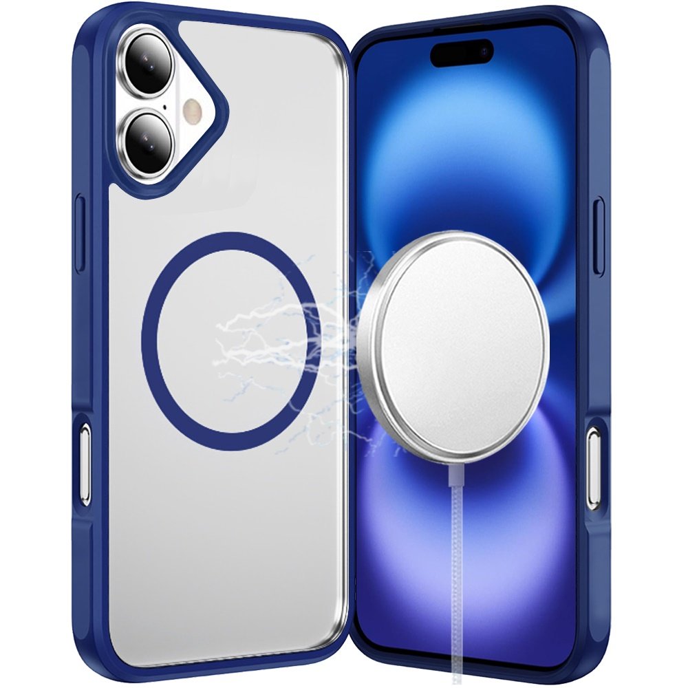 for iphone 17 magnetic ring hq transparent thick 2.0mm hybrid case navy blue
