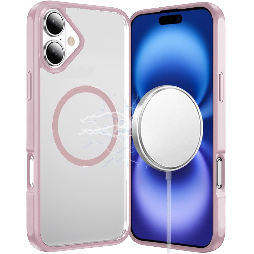 for iphone 17 magnetic ring hq transparent thick 2.0mm hybrid case pink