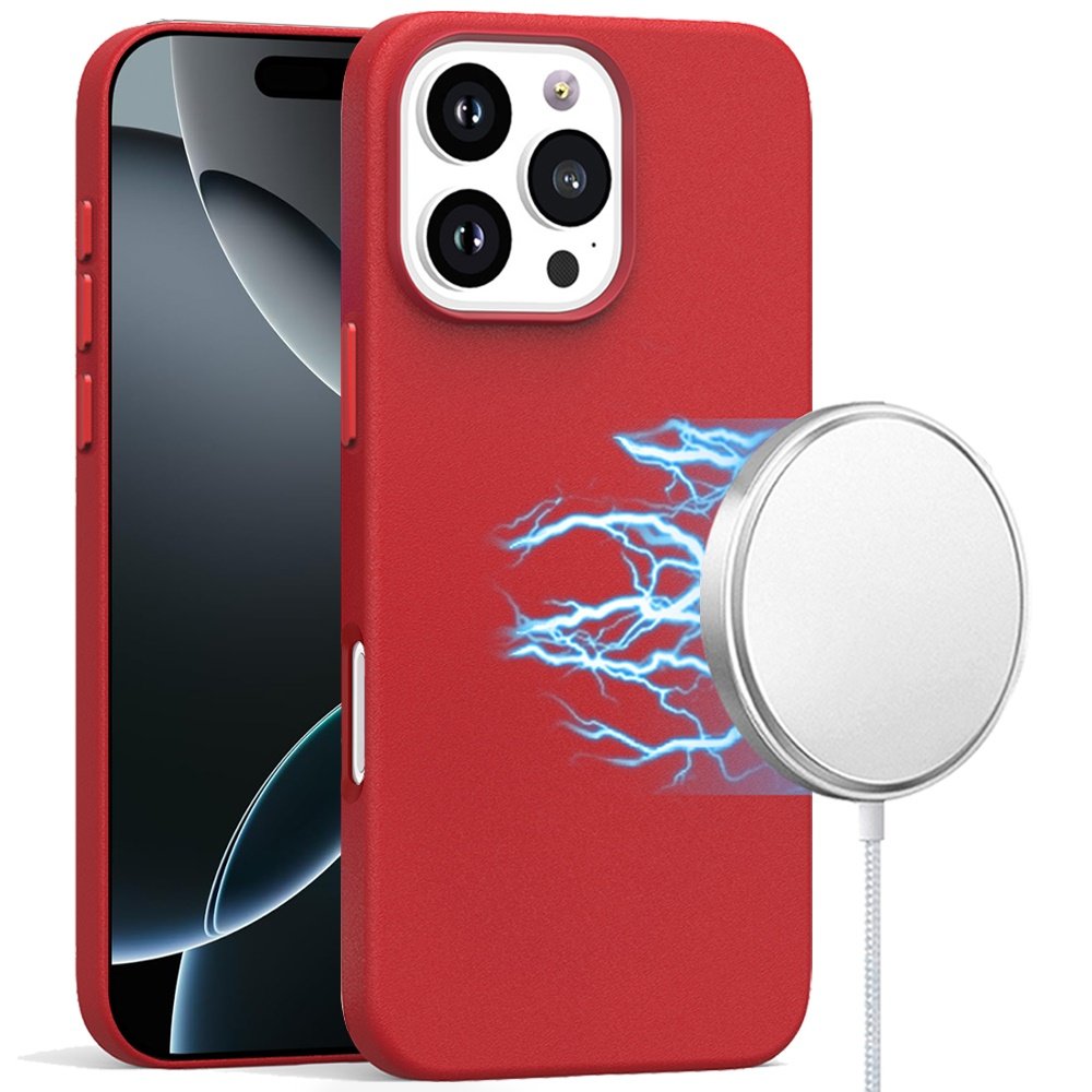 for iphone 16 pro max 6.9 inch pu leather with inner [magnetic circle] colored metal buttons burgundy