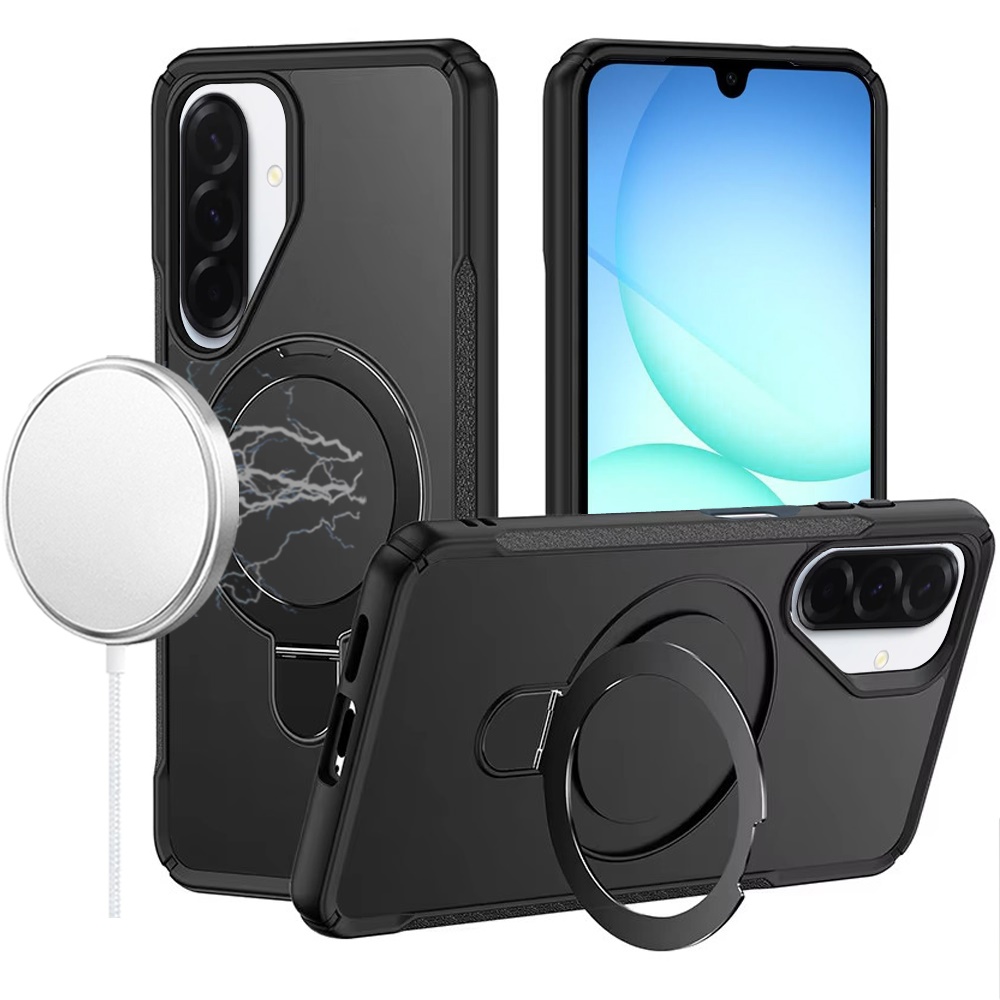 for samsung a17 5g matte finish simplified magnetic ring with stand hybrid case black