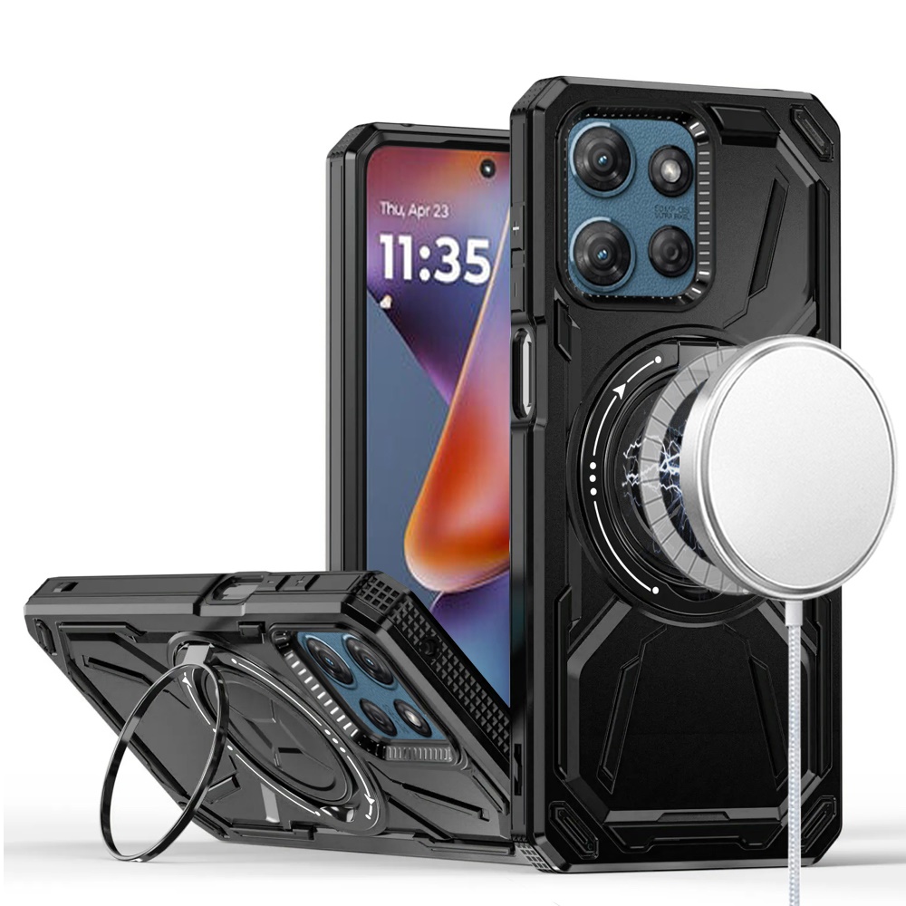 for moto g 5g 2025/2026 g play 2026 loop hybrid with [magnetic ring circle] 360 degrees rotational kickstand case cover black