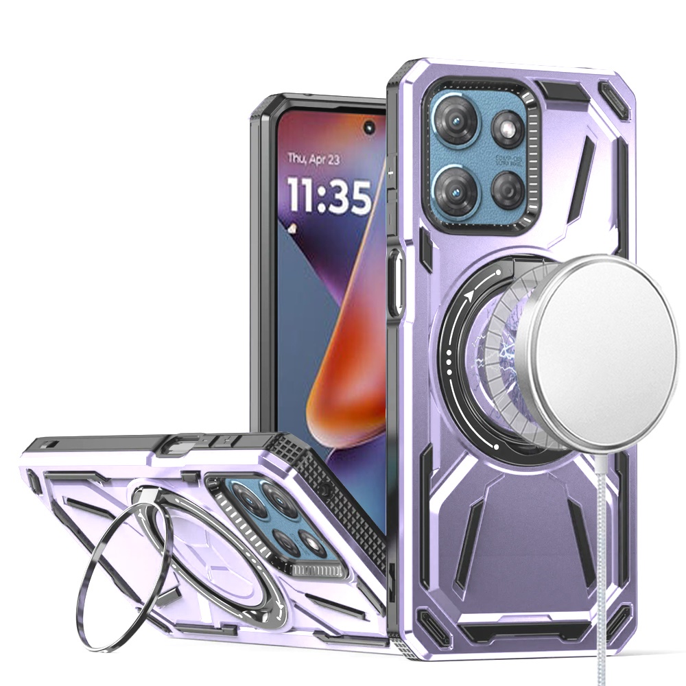 for moto g 5g 2025/2026 g play 2026 loop hybrid with [magnetic ring circle] 360 degrees rotational kickstand case cover light purple