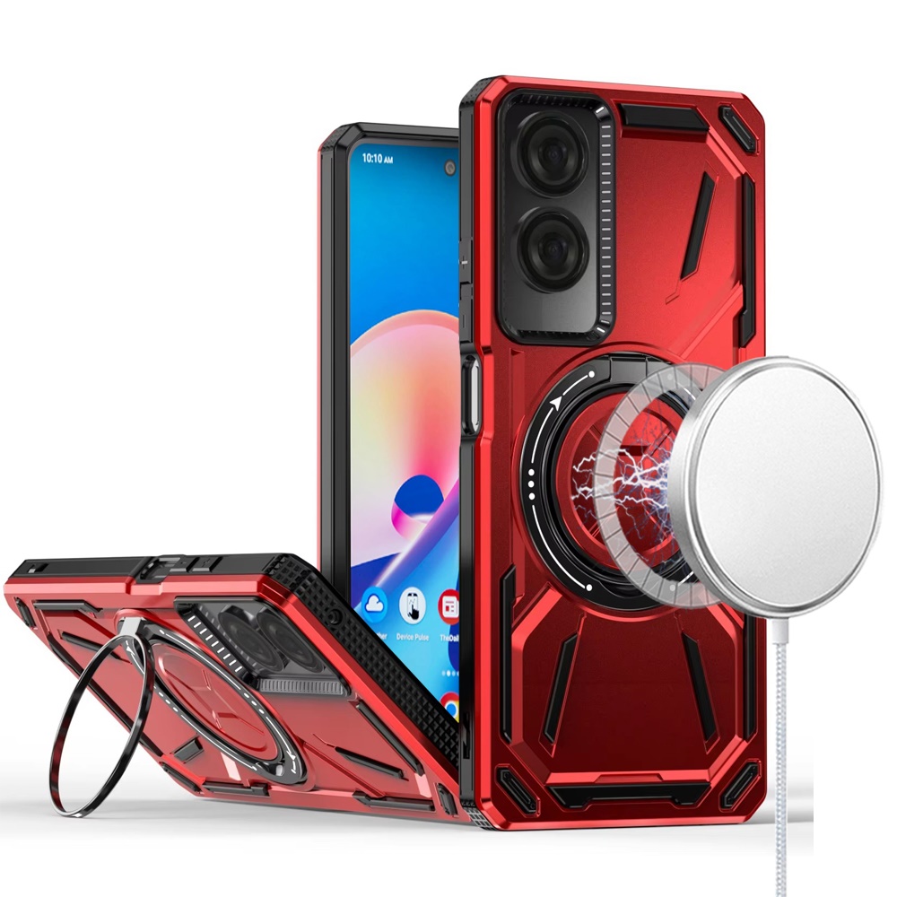 for tcl 50 se loop hybrid with [magnetic ring circle] 360 degrees rotational kickstand case cover red
