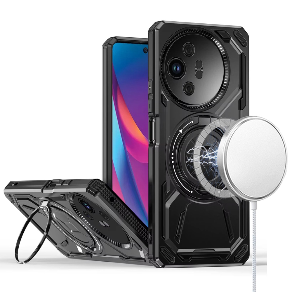 for tcl 50 xl 5g loop hybrid with [magnetic ring circle] 360 degrees rotational kickstand case cover black