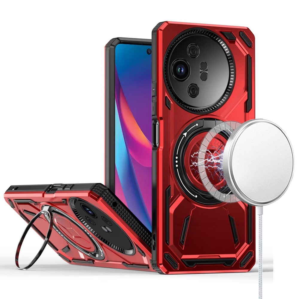 for tcl 50 xl 5g loop hybrid with [magnetic ring circle] 360 degrees rotational kickstand case cover red
