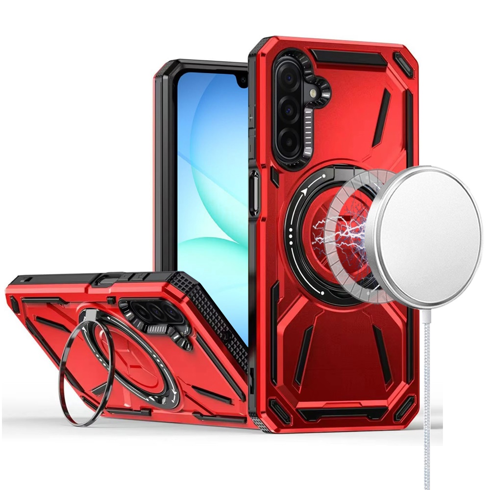 for samsung a17 5g loop hybrid with [magnetic ring circle] 360 degrees rotational kickstand case cover red