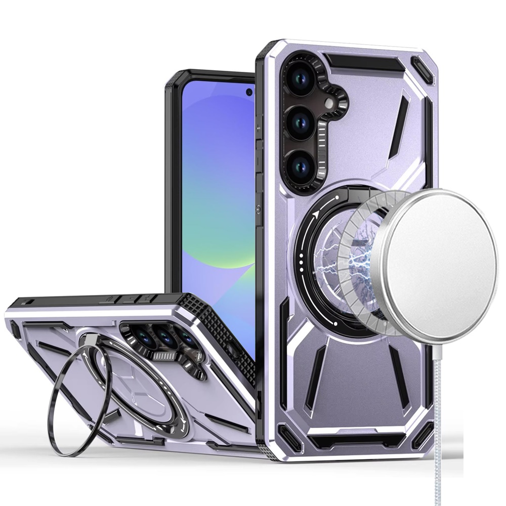 for samsung galaxy a36 / a56 loop hybrid with [magnetic ring circle] 360 degrees rotational kickstand case cover light purple