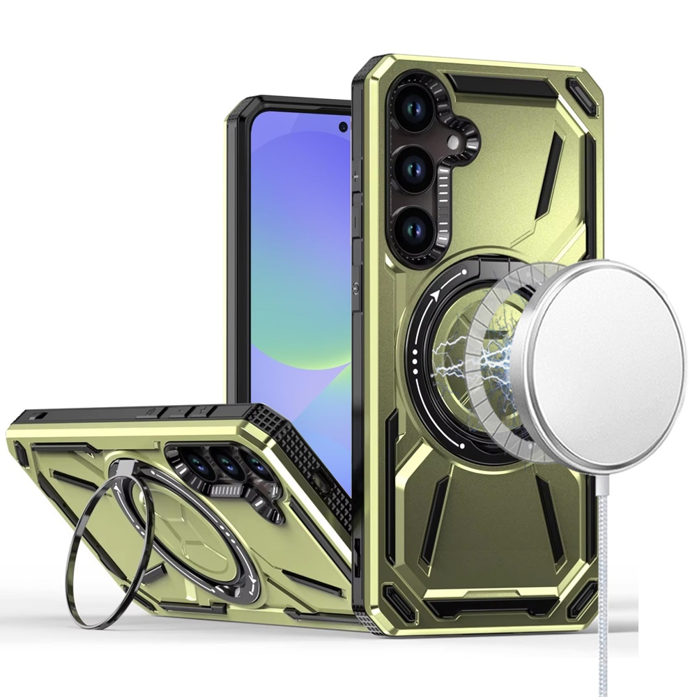 for samsung galaxy a36 / a56 loop hybrid with [magnetic ring circle] 360 degrees rotational kickstand case cover midnight green