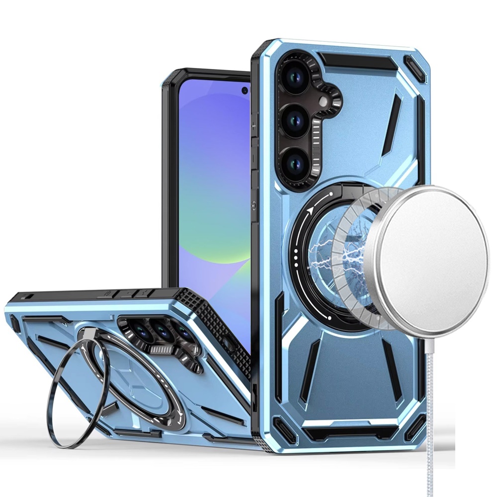 for samsung galaxy a37 loop hybrid with [magnetic ring circle] 360 degrees rotational kickstand case cover light blue