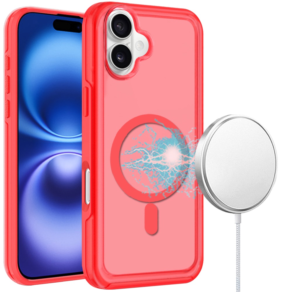 for iphone 16 6.1 inch glossy oil premium hybrid case cover red