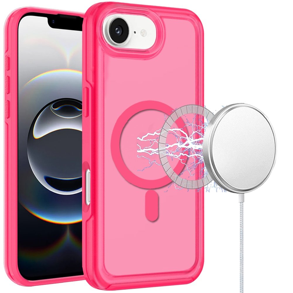 for iphone 17e / 16e / se4 glossy oil premium hybrid case cover hot pink