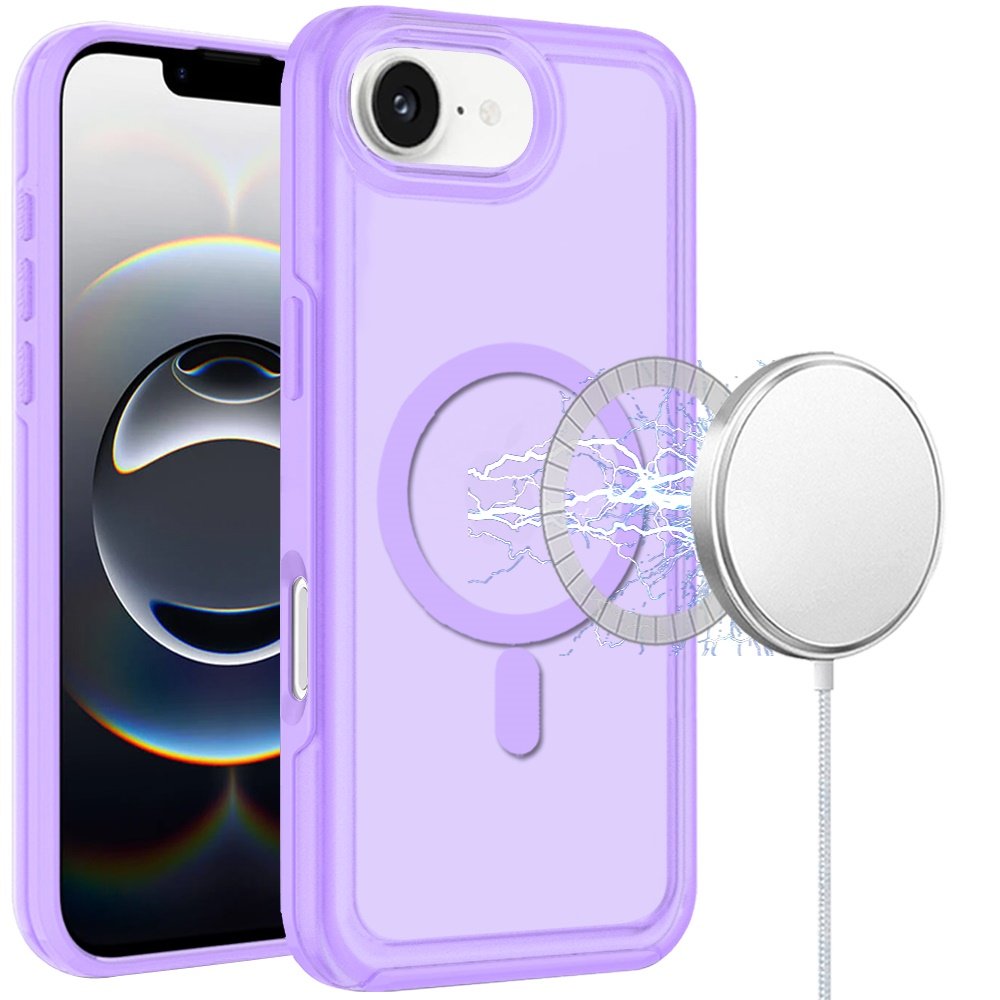 for iphone 17e / 16e / se4 glossy oil premium hybrid case cover purple