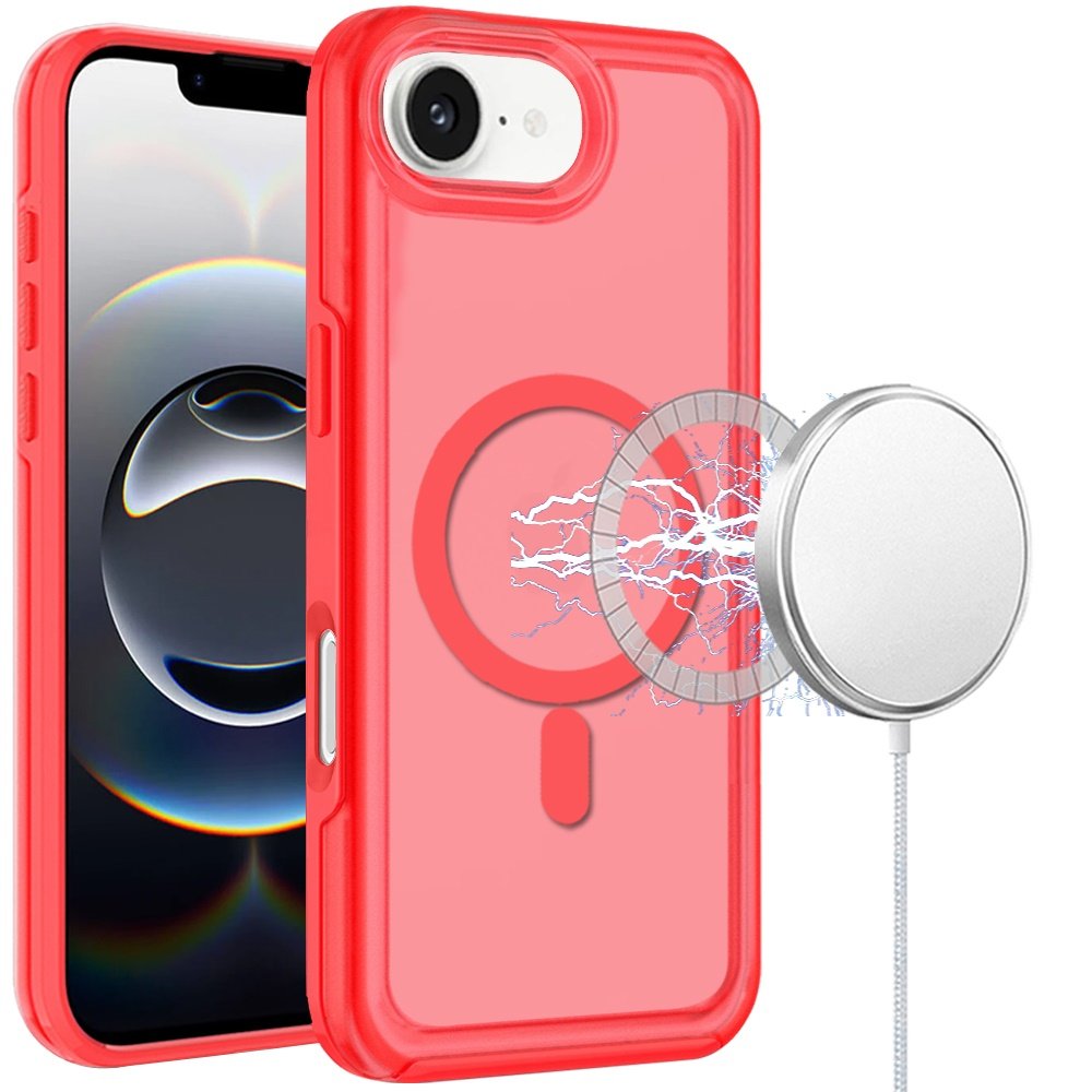 for iphone 17e / 16e / se4 glossy oil premium hybrid case cover red