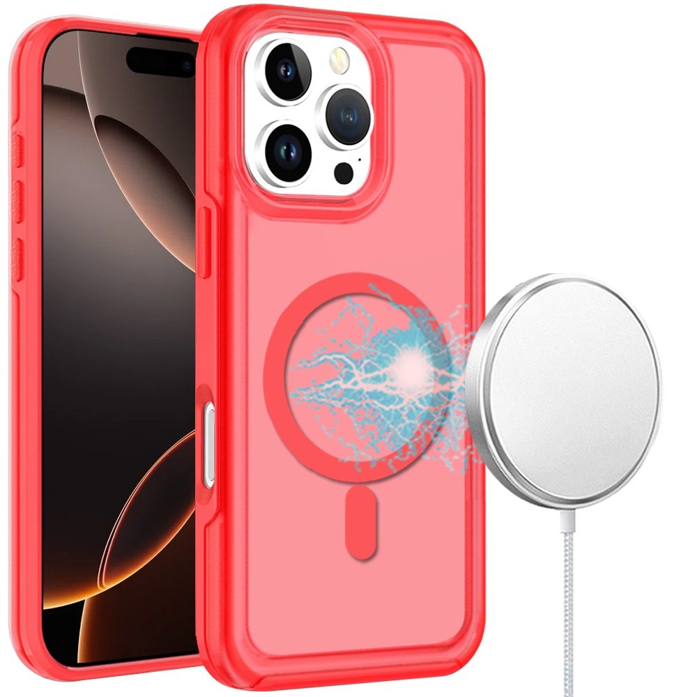 for iphone 16 pro 6.3 inch glossy oil premium hybrid case cover red