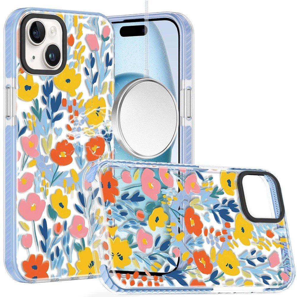 for iphone 15 beautiful magnetic hybrid imd design case colorful watercolor floral