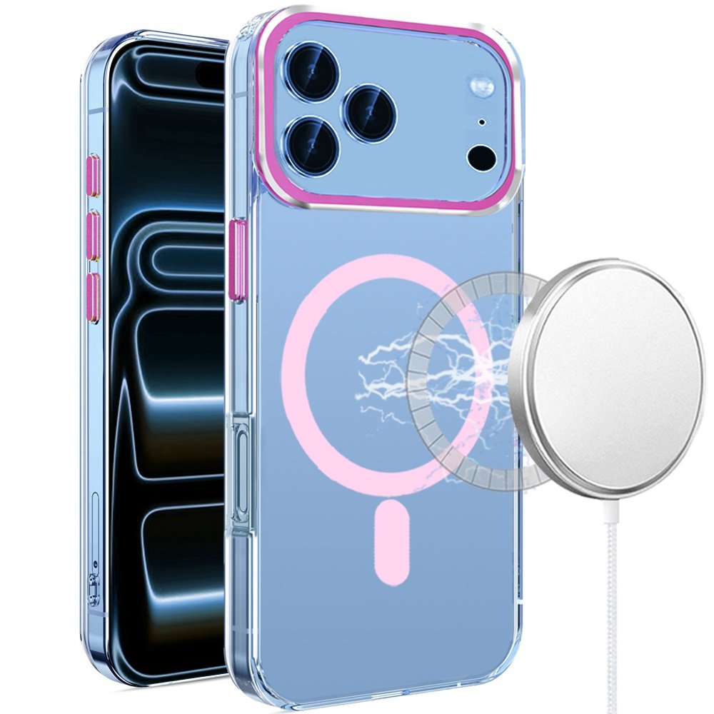 for iphone 17 pro max matching clear transparent circle design case cover light pink