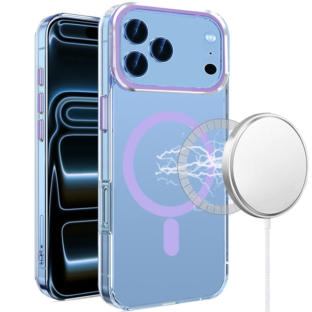 for iphone 17 pro max matching clear transparent circle design case cover purple