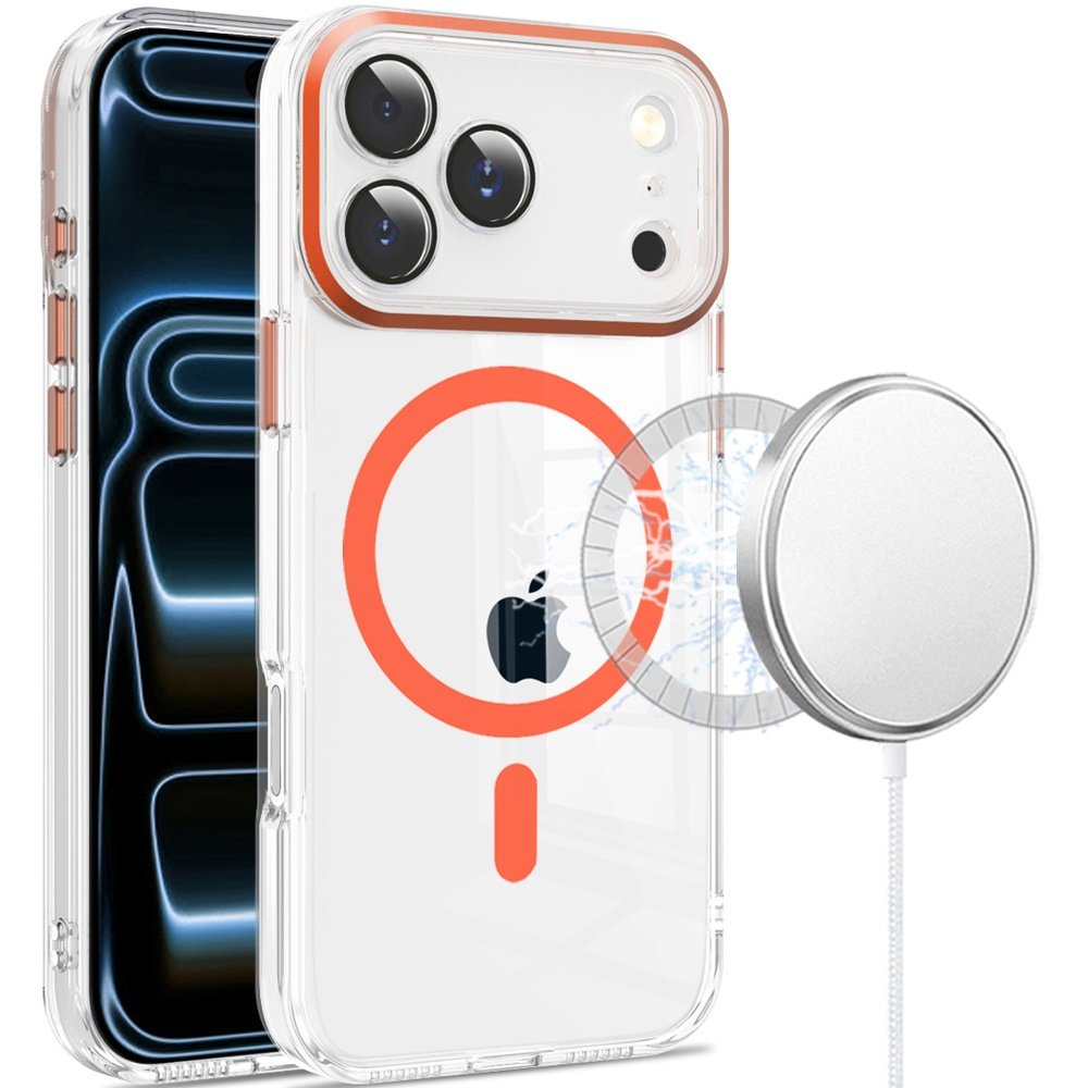 for iphone 17 pro matching clear transparent circle design case cover cosmic orange