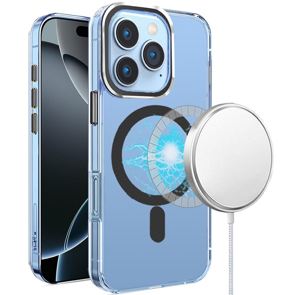 for iphone 16 pro max 6.9 inch matching clear transparent circle design case cover black