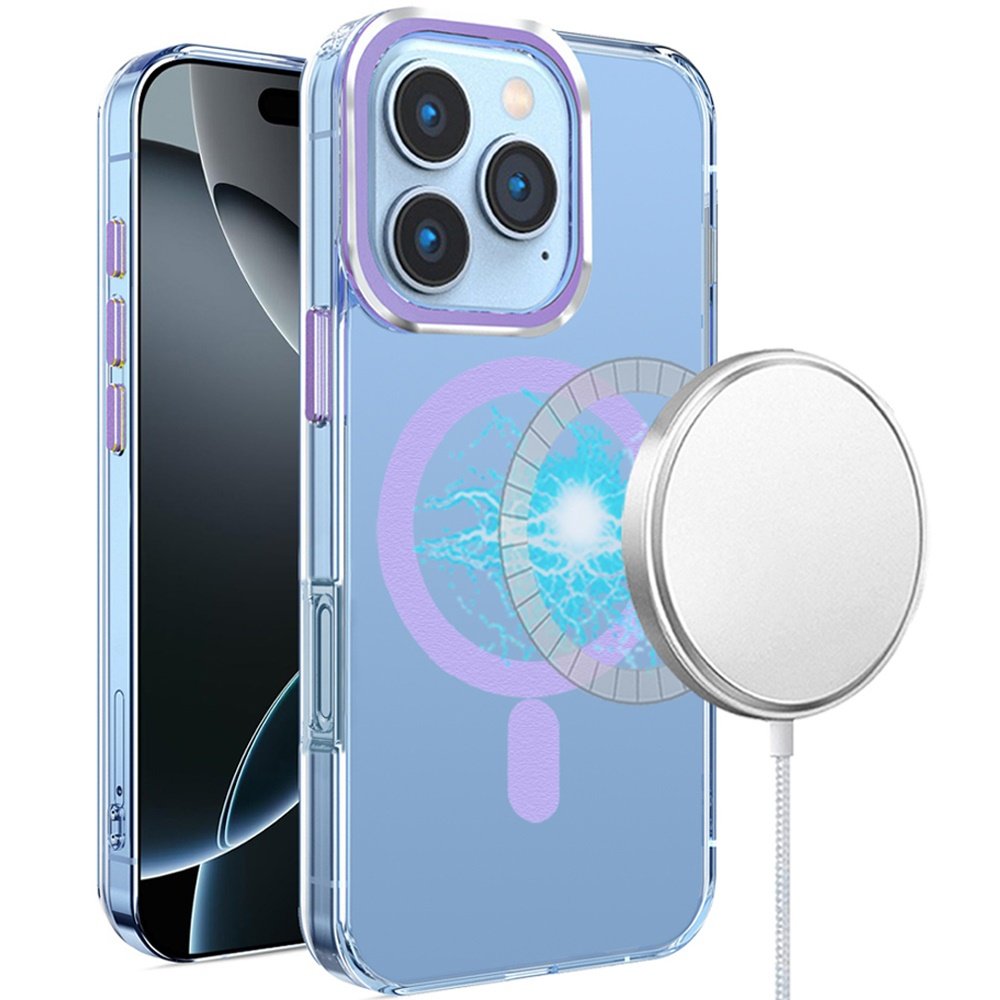 for iphone 16 pro max 6.9 inch matching clear transparent circle design case cover purple