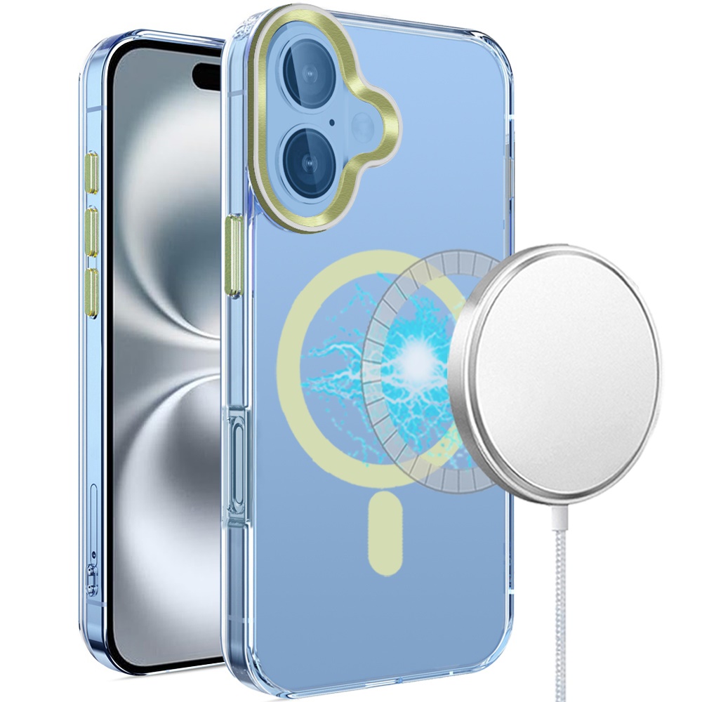 for iphone 16 plus 6.7 inch matching clear transparent circle design case cover light green