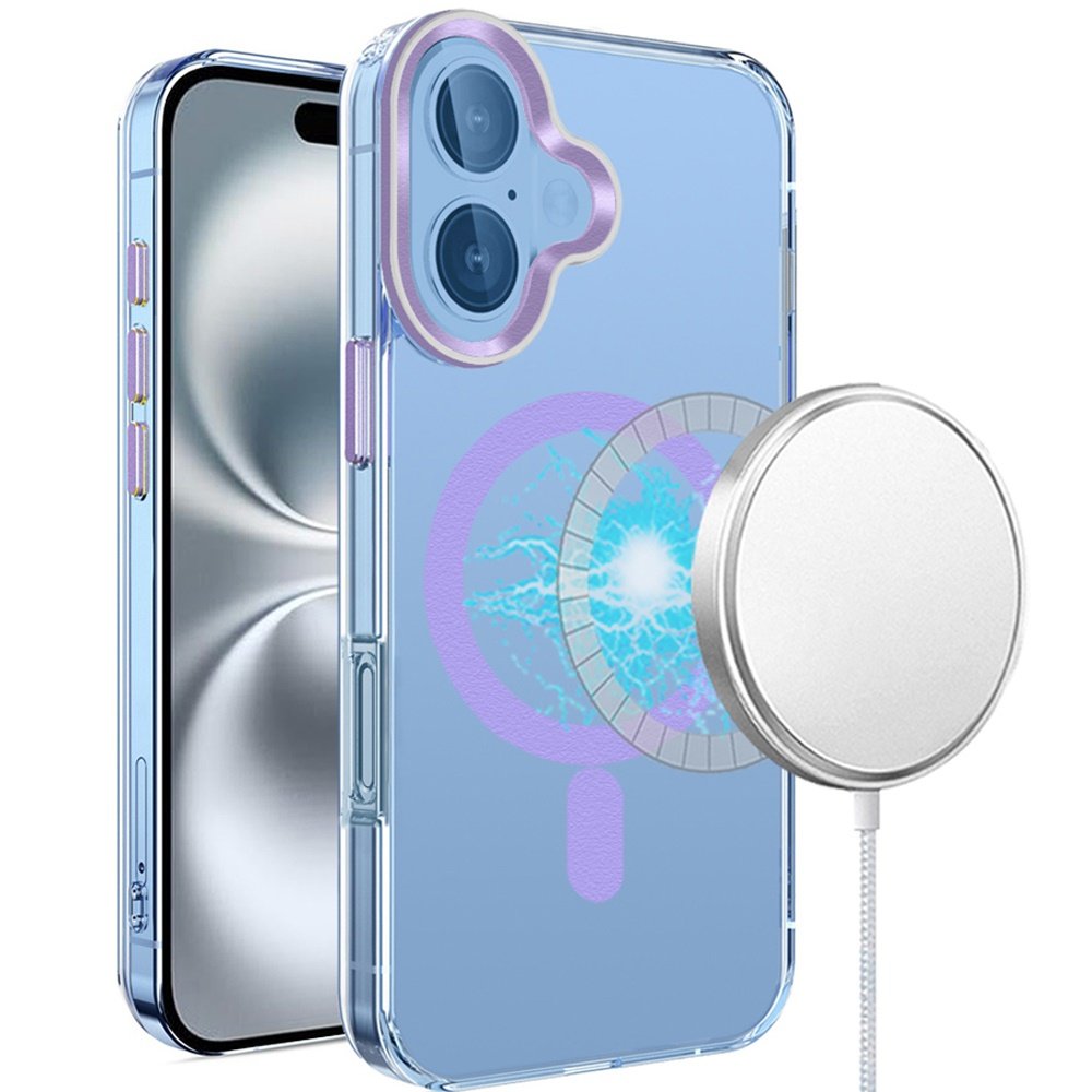 for iphone 16 6.1 inch matching clear transparent circle design case cover purple