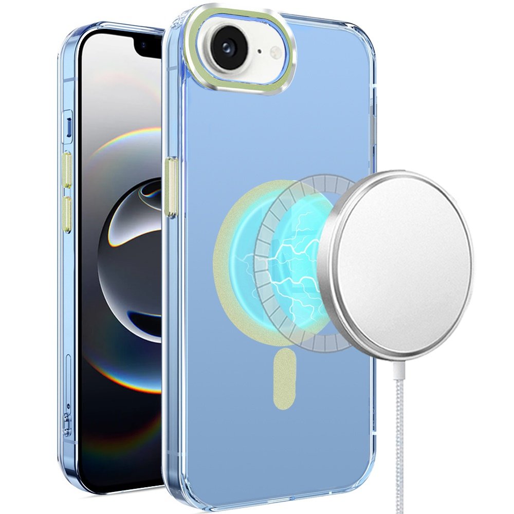 for iphone 17e / 16e / se4 matching clear transparent circle design case cover light green
