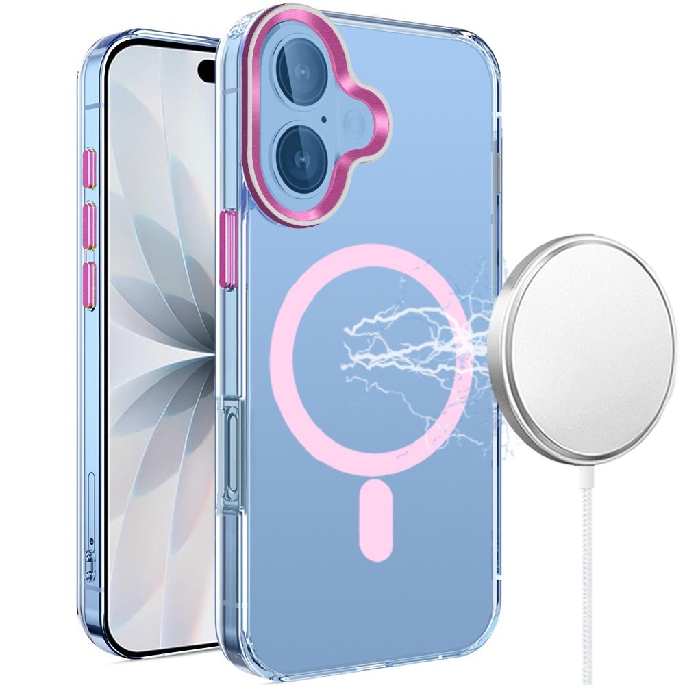 for iphone 17 matching clear transparent circle design case cover light pink