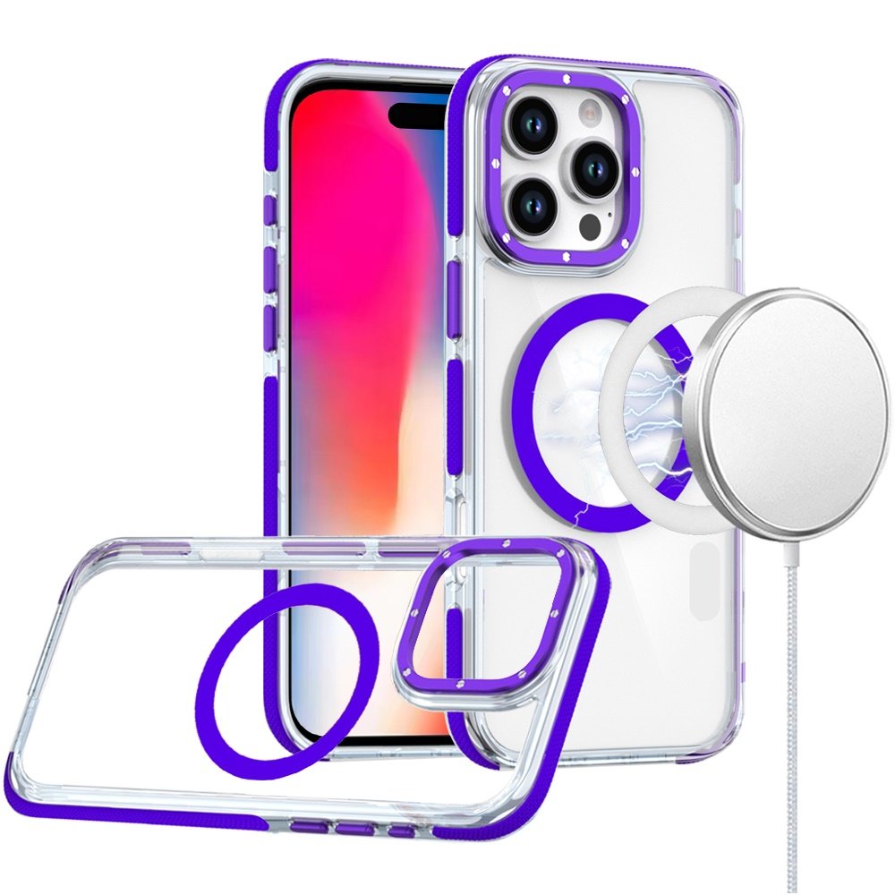 for iphone 16 pro 6.3 inch matching color frame strong magnetic ring circle transparent hq thick hybrid purple