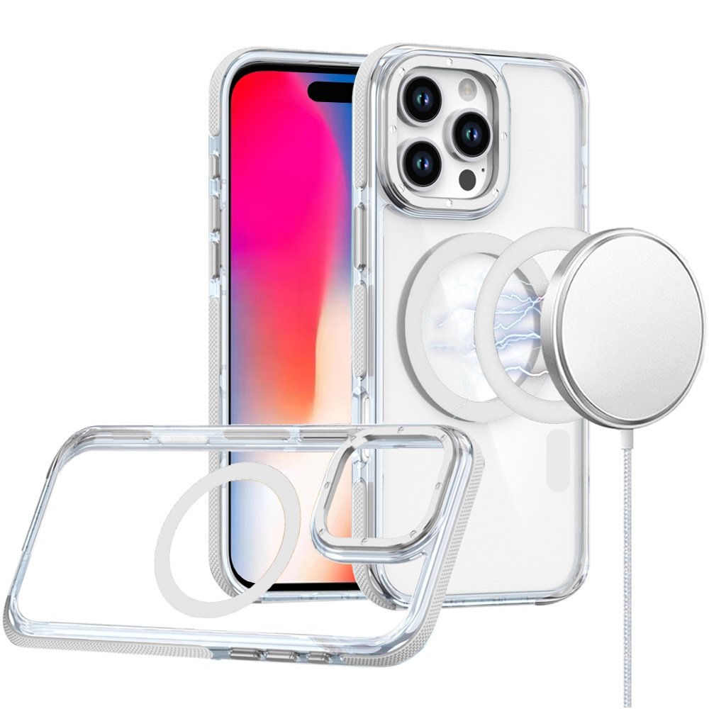 for iphone 16 pro 6.3 inch matching color frame strong magnetic ring circle transparent hq thick hybrid white