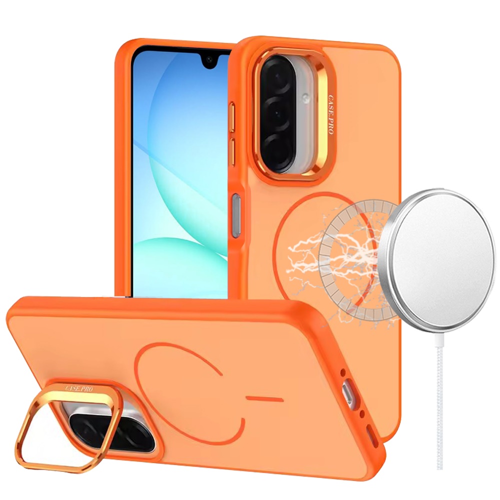 for samsung a17 5g premium matte magnetic metal camera stand hybrid case cosmic orange