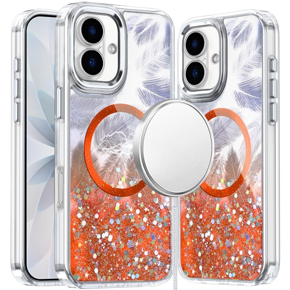 for iphone 17 epoxy glitter shimmer [magnetic circle] hybrid case cosmic orange
